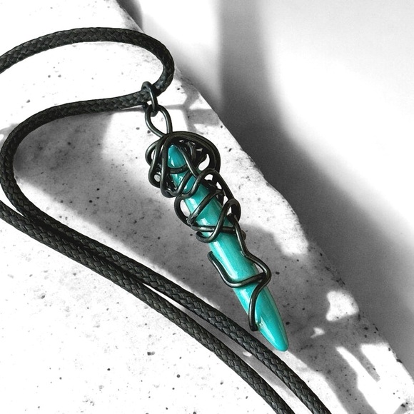 5 For $25💫Wrapped Alternative Turquoise Spike Pendant Necklace - Picture 3 of 5